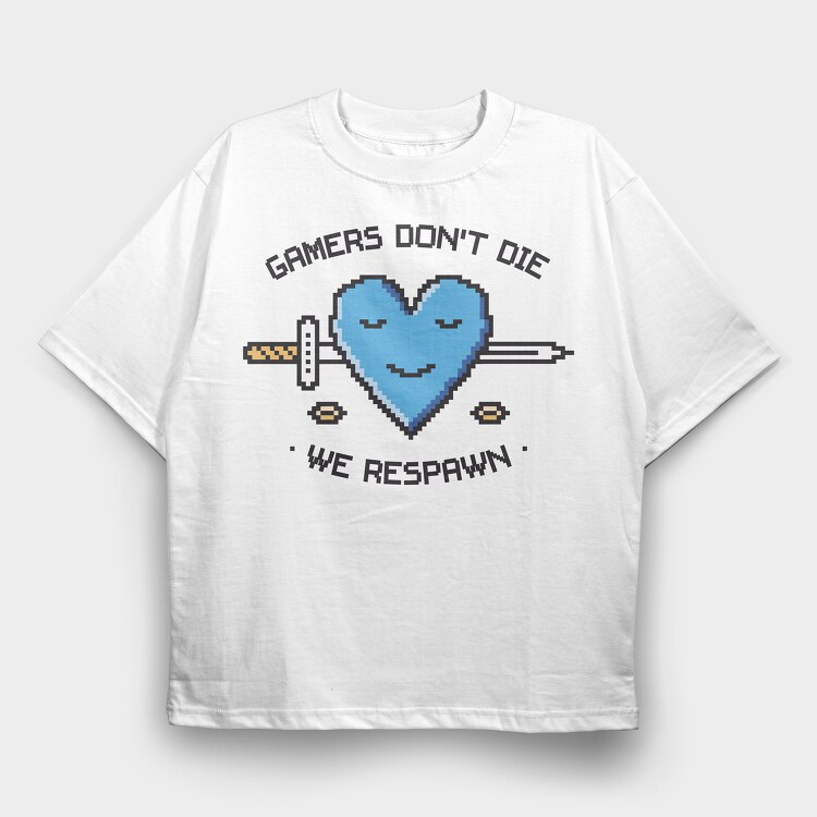 Gamers Dont Die We Respawn, Tricou Oversize Barbati (Unisex)