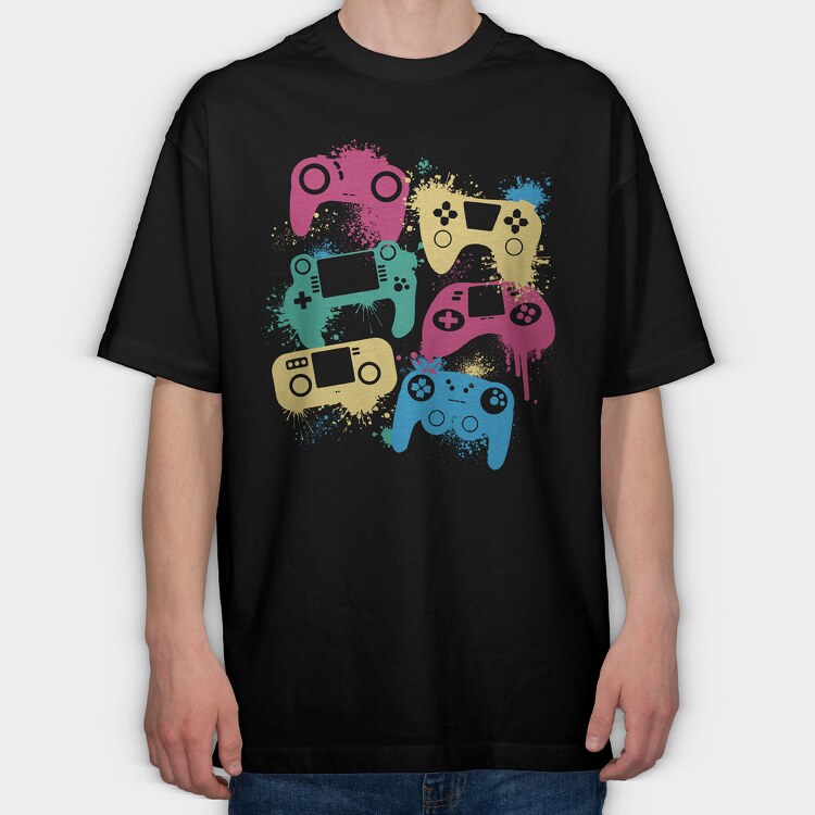 Gaming Joysticks, Tricou Oversize Barbati (Unisex)