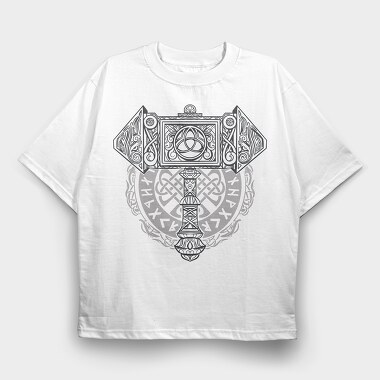 Knot Viking Mjolnir, Tricou Oversize Barbati (Unisex)