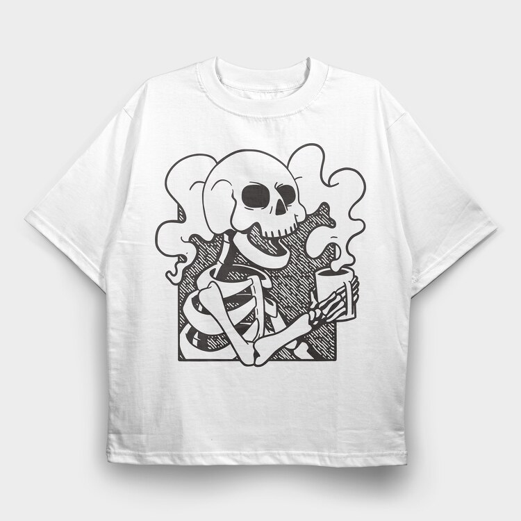 Skeleton Coffee, Tricou Oversize Barbati (Unisex)