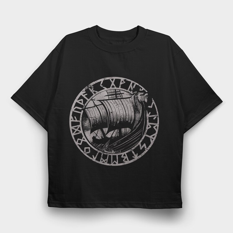 Viking Ship, Tricou Oversize Barbati (Unisex)