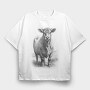 Cow Hand Drawn Style Braunvieh, Tricou Oversize Barbati (Unisex)