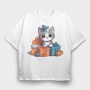 Birthday Cat, Tricou Oversize Barbati (Unisex)