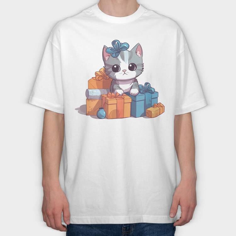 Birthday Cat, Tricou Oversize Barbati (Unisex)