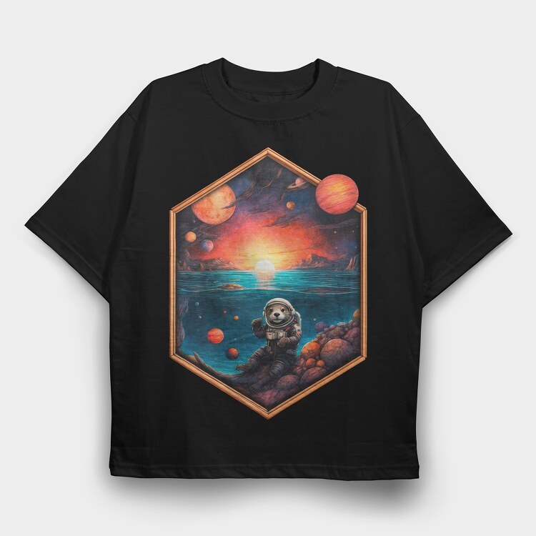 Otter Astronaut, Tricou Oversize Barbati (Unisex)