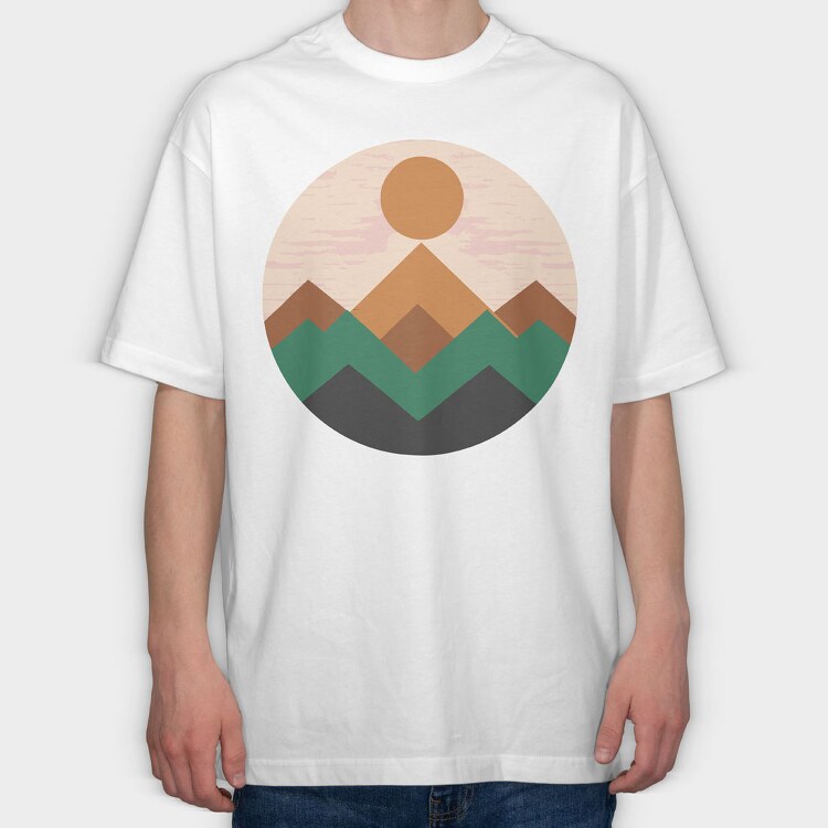 Geometric Retro Mountains, Tricou Oversize Barbati (Unisex)