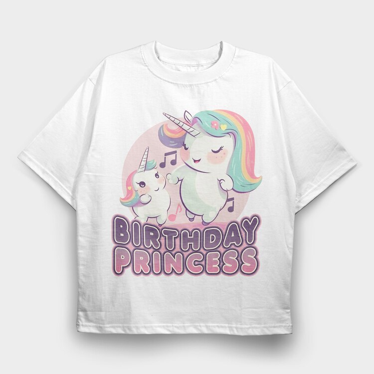 Birthday Princess Unicorns, Tricou Oversize Barbati (Unisex)