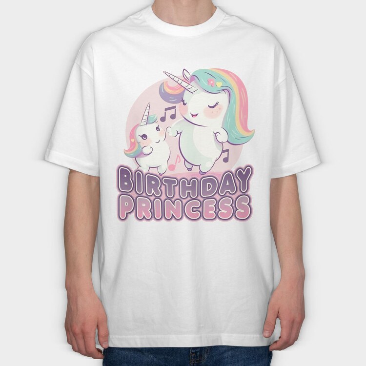 Birthday Princess Unicorns, Tricou Oversize Barbati (Unisex)