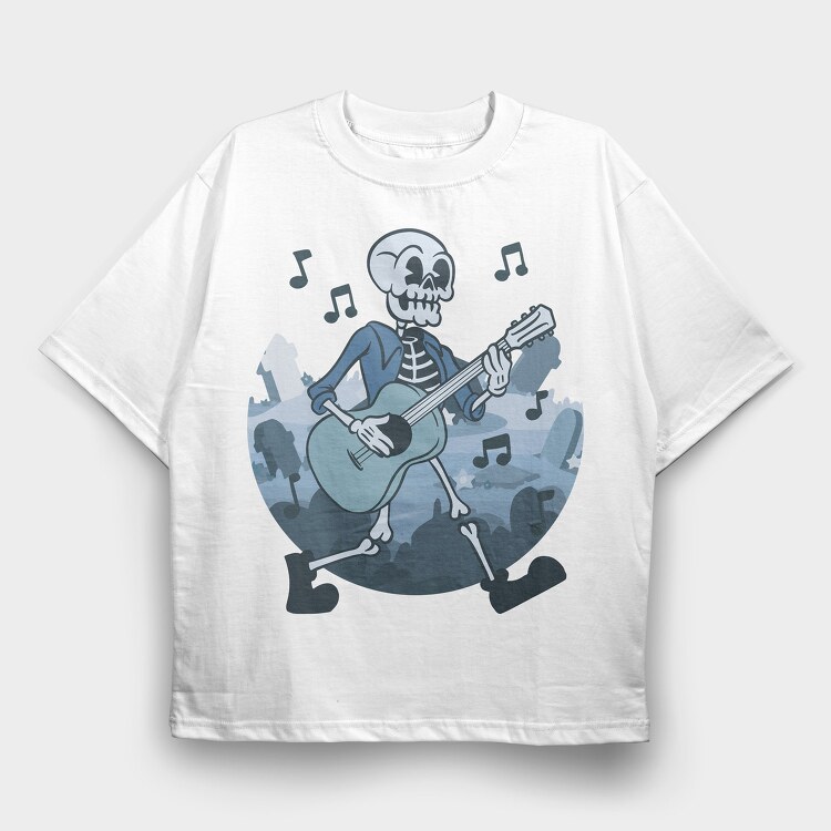 Skeleton Guitar, Tricou Oversize Barbati (Unisex)