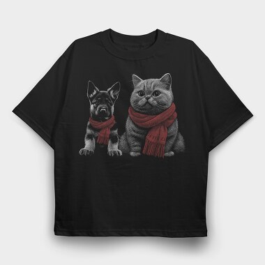 German Shepherd Cat, Tricou Oversize Barbati (Unisex)