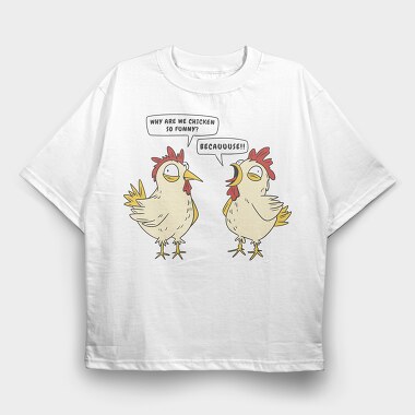 Crazy Funny Chickens, Tricou Oversize Barbati (Unisex)
