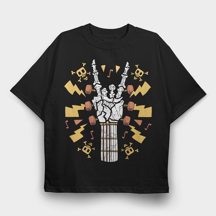 Skeleton Hand Guitar, Tricou Oversize Barbati (Unisex)