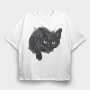 Black Cat Box, Tricou Oversize Barbati (Unisex)