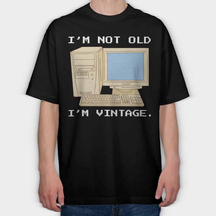 Vintage Computer, Tricou Oversize Barbati (Unisex)