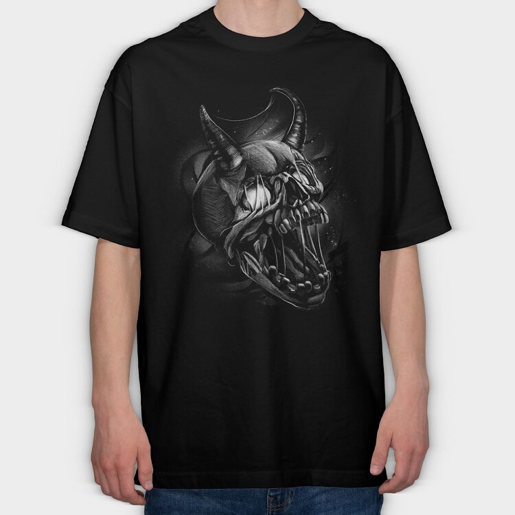 Creepy Skull Monochrome, Tricou Oversize Barbati (Unisex)