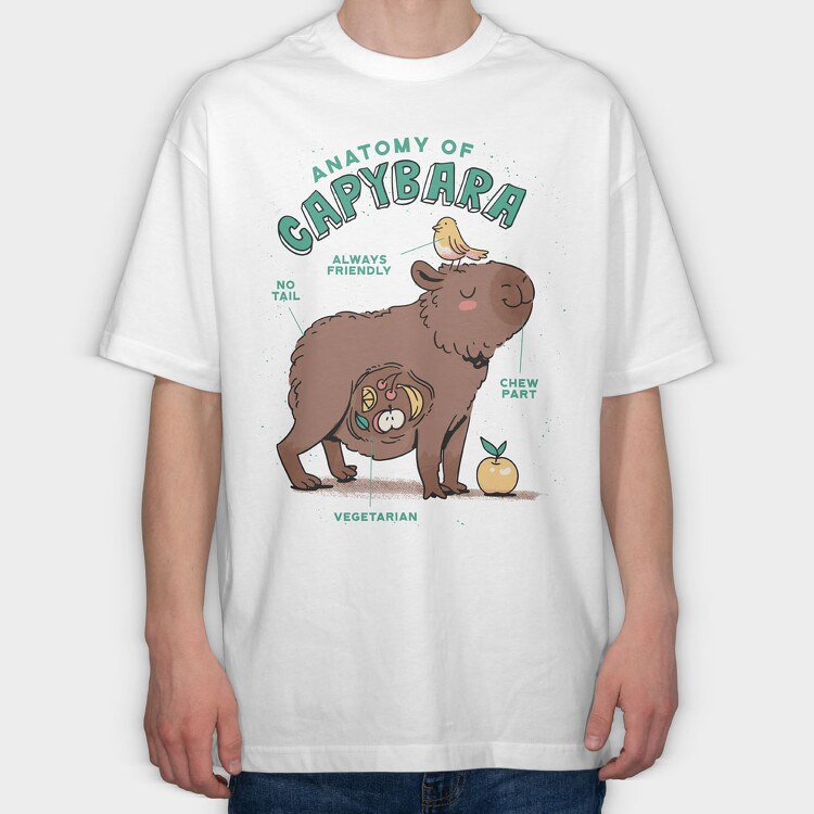 Cute Capybara Anatomy, Tricou Oversize Barbati (Unisex)