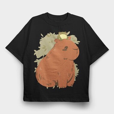 Cute Capybara Frog, Tricou Oversize Barbati (Unisex)