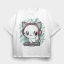 Cute Cat Dj, Tricou Oversize Barbati (Unisex)