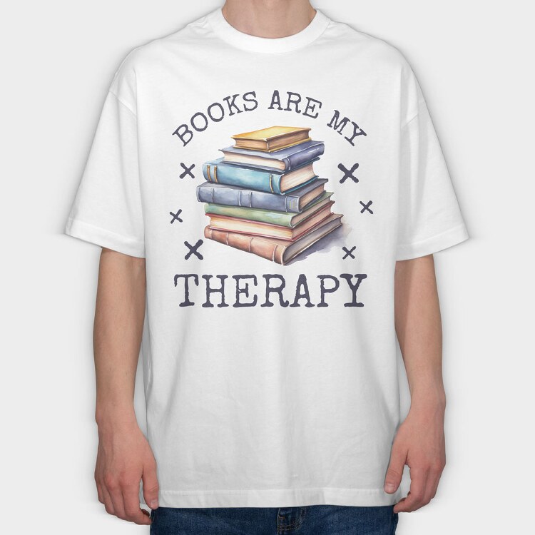 Books Are My Therapy, Tricou Oversize Barbati (Unisex)