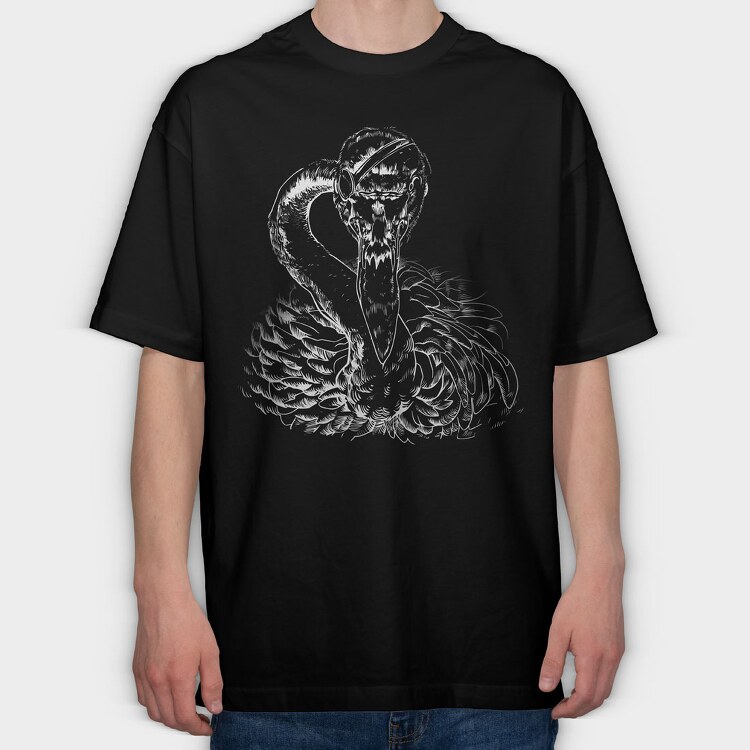 Patched Flamingo Portrait, Tricou Oversize Barbati (Unisex)