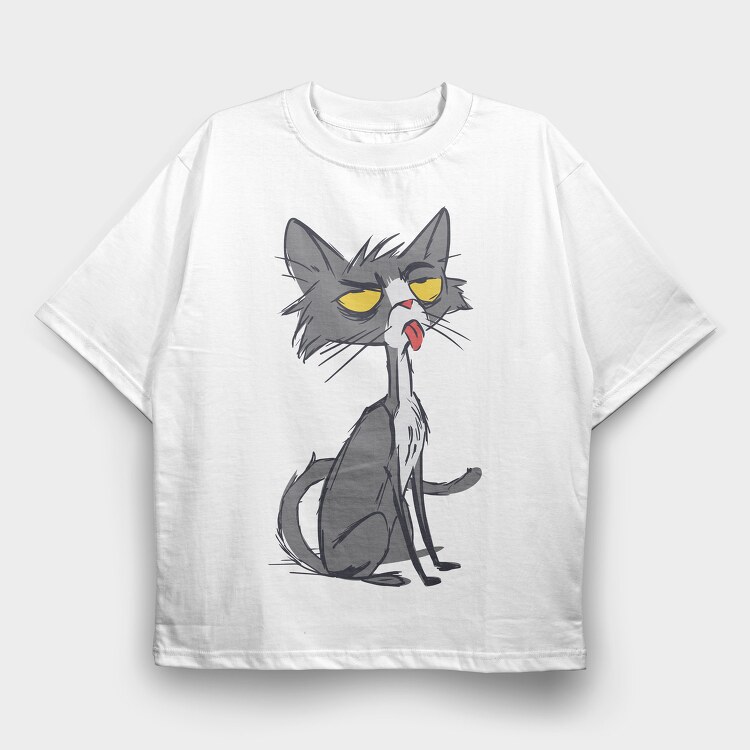 Skinny Funny Cat, Tricou Oversize Barbati (Unisex)