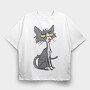 Skinny Funny Cat, Tricou Oversize Barbati (Unisex)