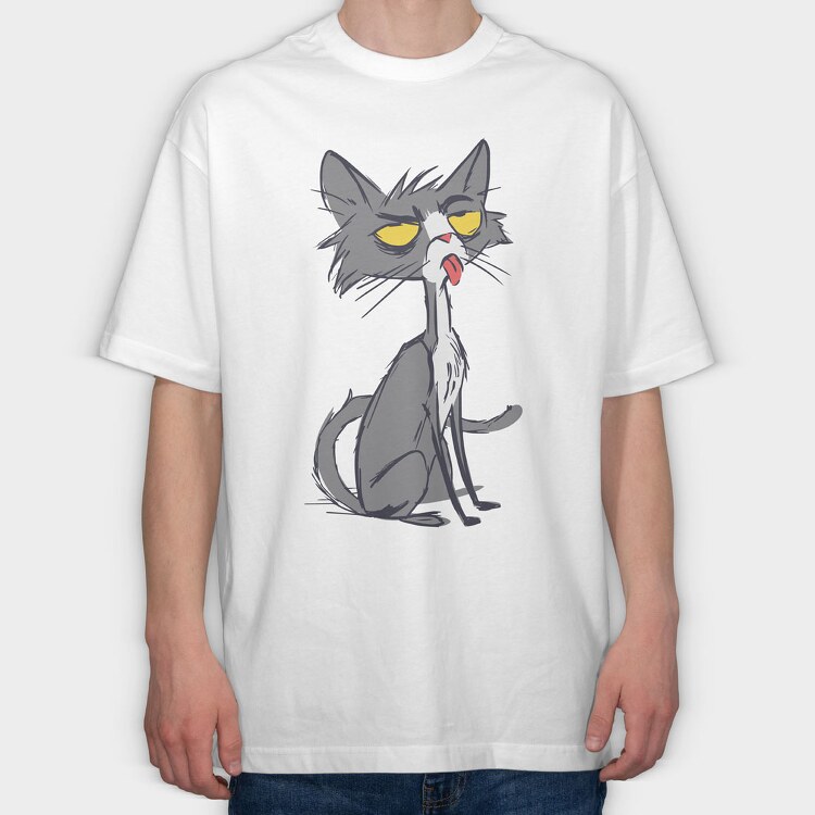 Skinny Funny Cat, Tricou Oversize Barbati (Unisex)