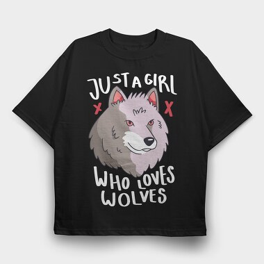Girl Who Loves Wolves, Tricou Oversize Barbati (Unisex)