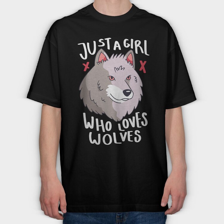 Girl Who Loves Wolves, Tricou Oversize Barbati (Unisex)