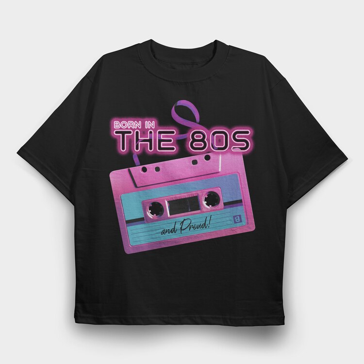 Born in the 80 S Pink Cassette, Tricou Oversize Barbati (Unisex)