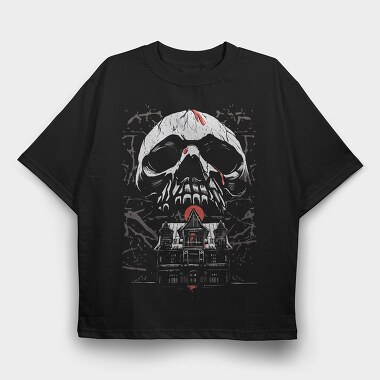 Skull Haunted House, Tricou Oversize Barbati (Unisex)