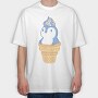 Cute Penguin Ice Cream, Tricou Oversize Barbati (Unisex)