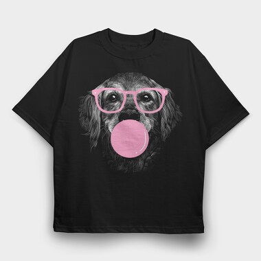 Golden Dog Glasses, Tricou Oversize Barbati (Unisex)