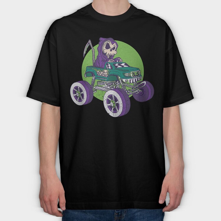 Skull Monstertruck, Tricou Oversize Barbati (Unisex)