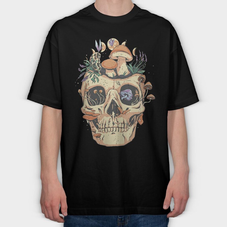 Skull Mushrooms Goblin, Tricou Oversize Barbati (Unisex)