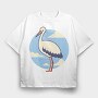 Cute Stork, Tricou Oversize Barbati (Unisex)