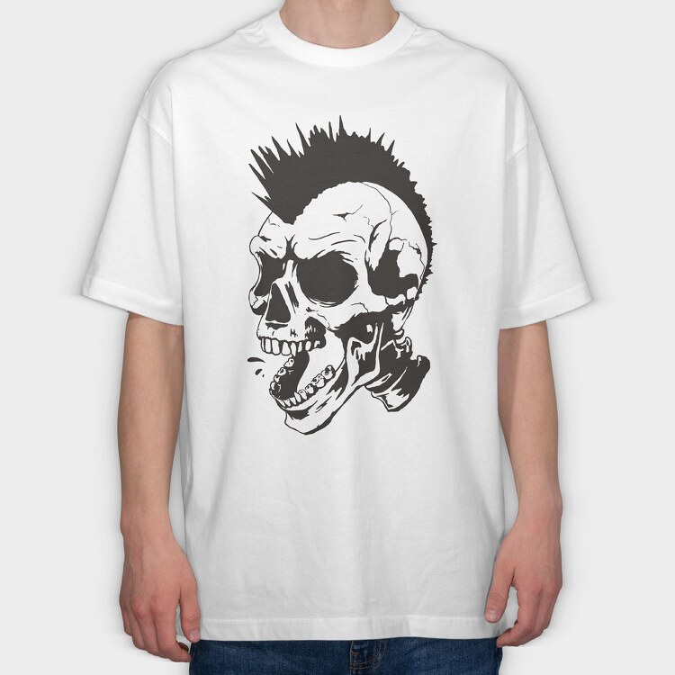 Skull Punk Mohawk, Tricou Oversize Barbati (Unisex)