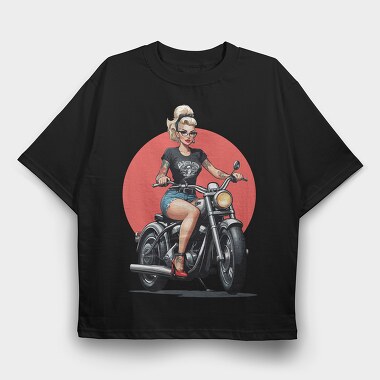 Pin Up Girl Bike, Tricou Oversize Barbati (Unisex)