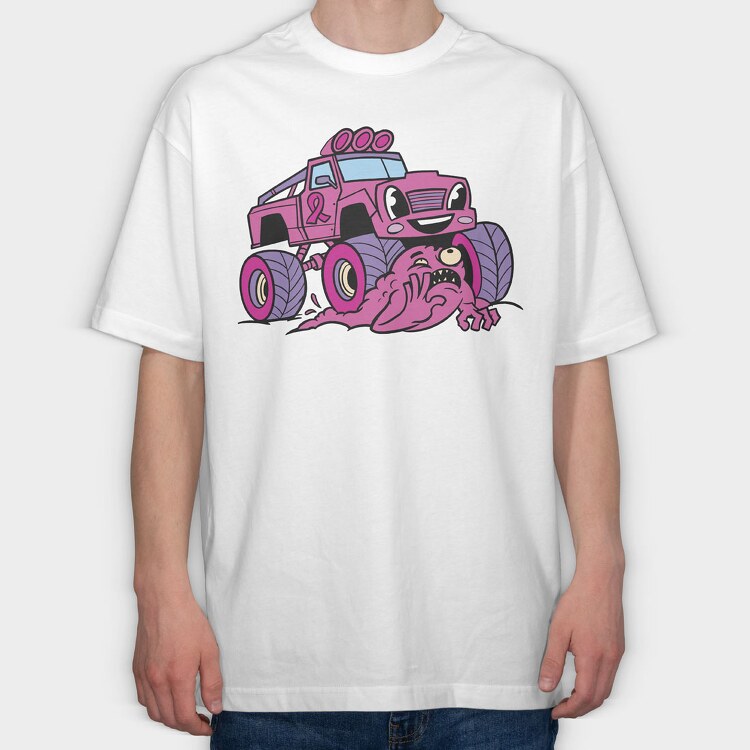 Pink Monster Truck, Tricou Oversize Barbati (Unisex)