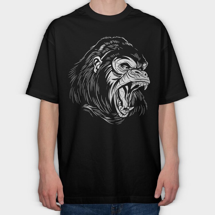 Gorilla Monochrome, Tricou Oversize Barbati (Unisex)