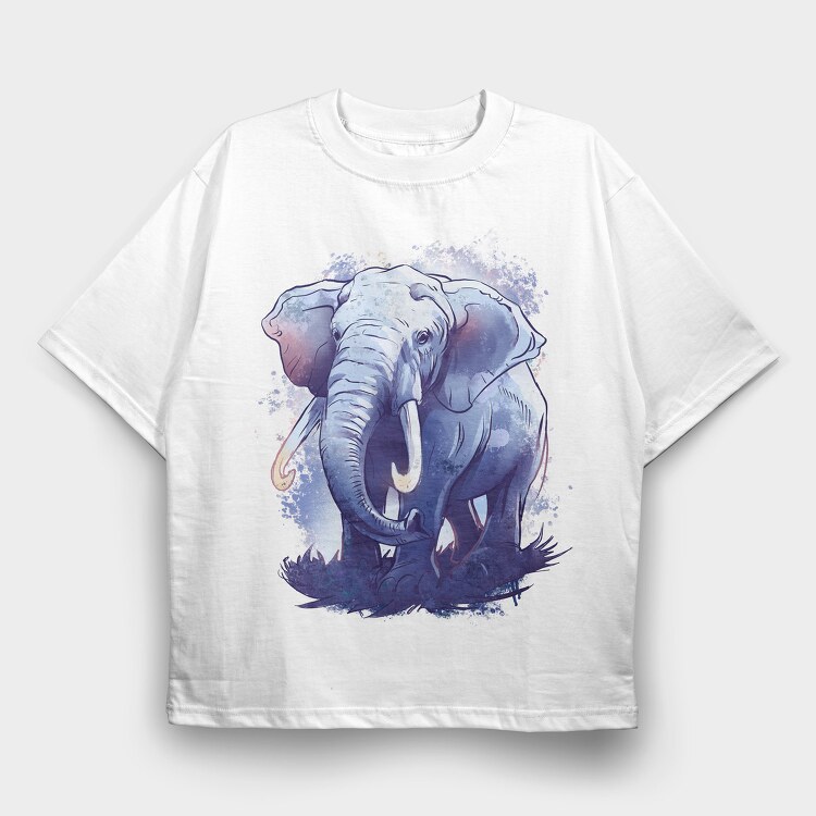 Watercolor Elephant, Tricou Oversize Barbati (Unisex)