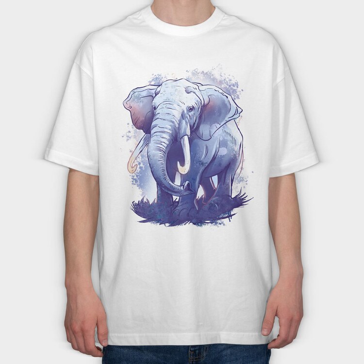 Watercolor Elephant, Tricou Oversize Barbati (Unisex)