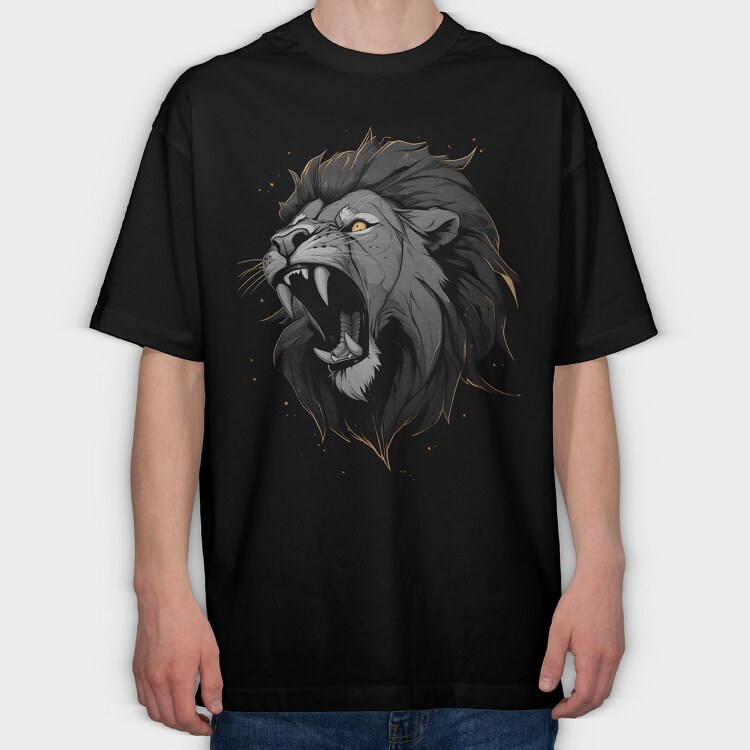 Lion Duotone, Tricou Oversize Barbati (Unisex)
