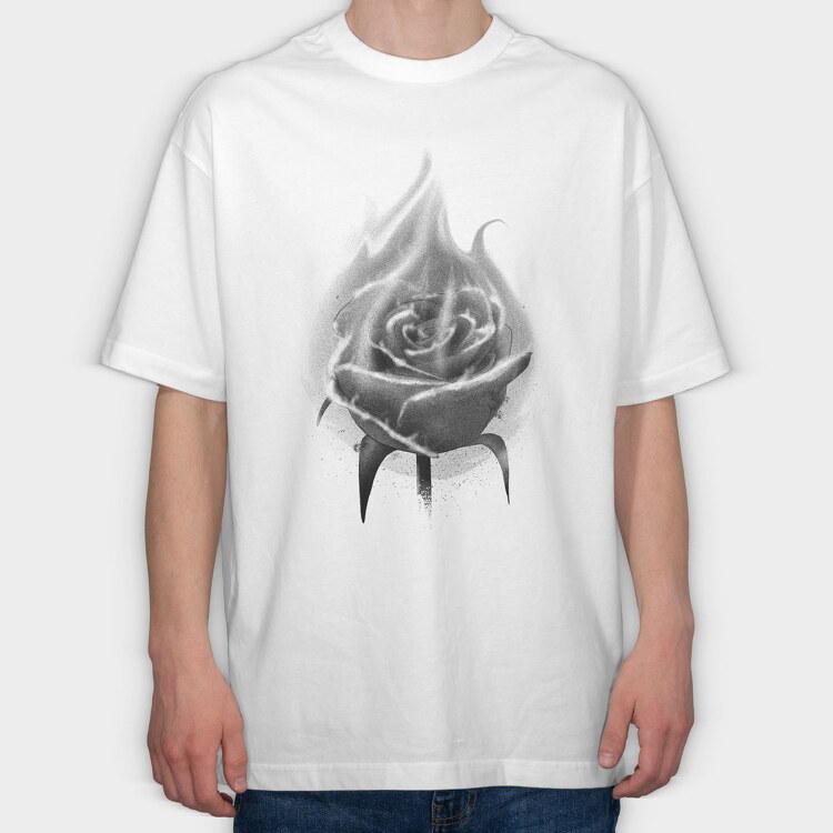 Burning Rose, Tricou Oversize Barbati (Unisex)