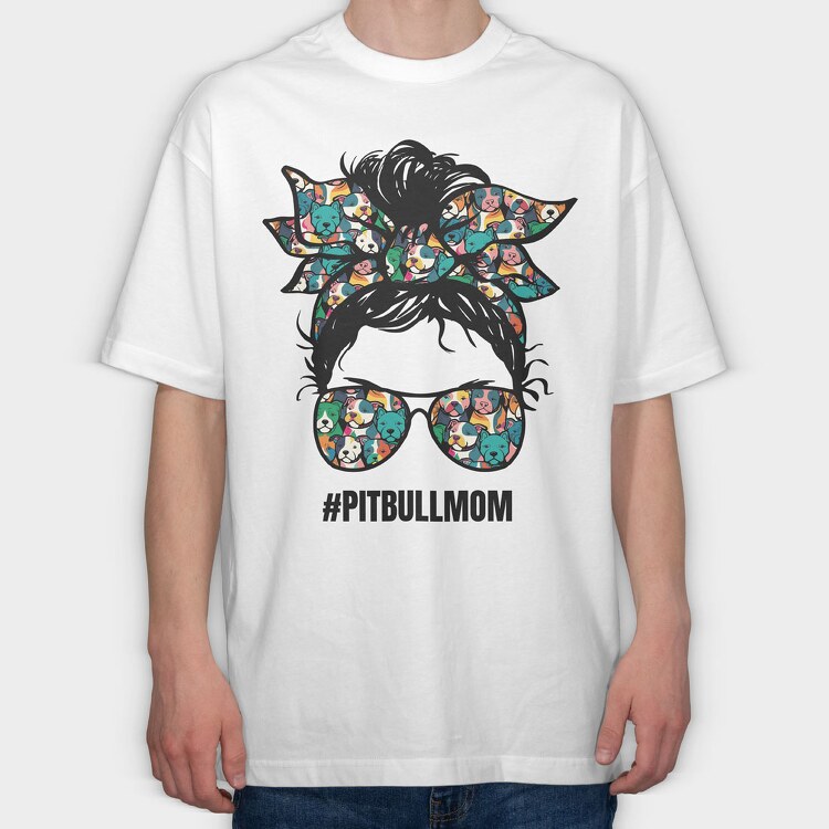 Pitbull Mom, Tricou Oversize Barbati (Unisex)