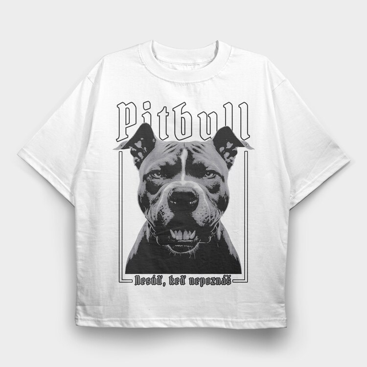 Pitbull Portrait, Tricou Oversize Barbati (Unisex)