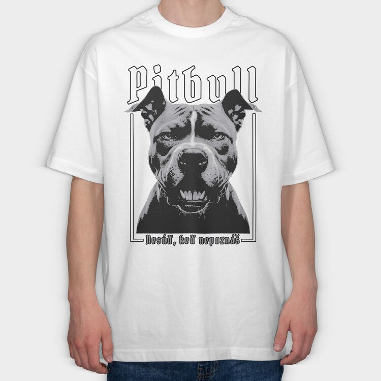 Pitbull Portrait, Tricou Oversize Barbati (Unisex)