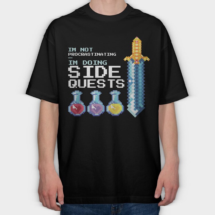 Pixel Side Quests, Tricou Oversize Barbati (Unisex)