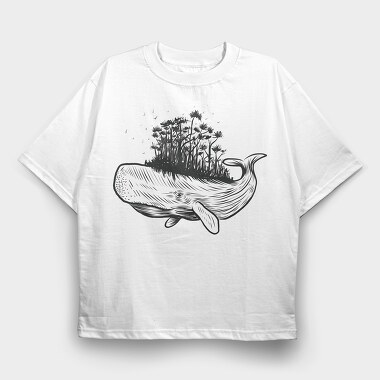 Whale and Tree, Tricou Oversize Barbati (Unisex)