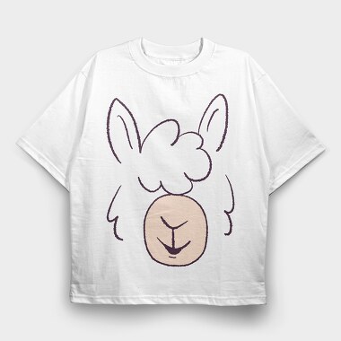 Llama Face, Tricou Oversize Barbati (Unisex)